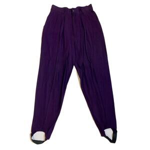 Vintage 80s T. Edwards Made in USA High Waist Purple Stirrup Pleated Pants 27x25